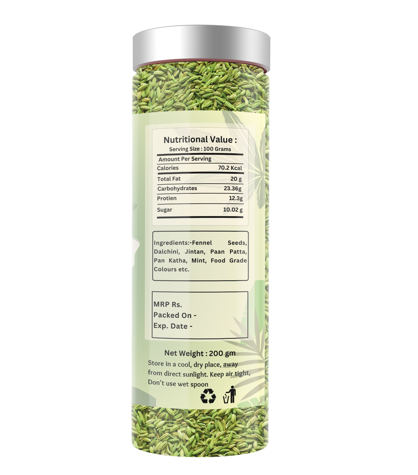 Tastism Mukhwas & Churan Green Sugar Coated Saunf Mouth Freshener