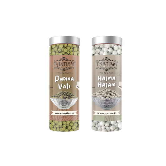 Tastism Combo Mint-O-Magic (Pudina Vati) Pudina Churan Mukhwas (200) + Tastism Churan Goli Hajma Hajam Goli 200 Gram