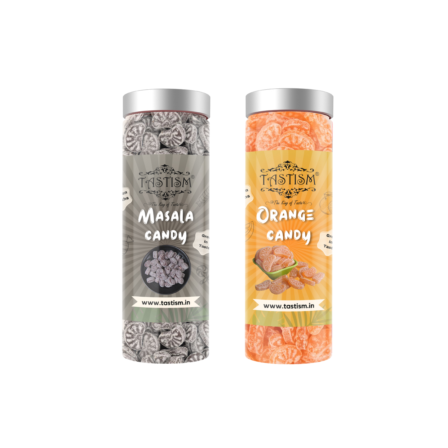 Tastism Combo Orange Candy 200 Gram + Kali Mirch Candy 200 Gram | Khatti Mithi Goli | Tangy & Sweet Flavoured Candy for Mouth Freshening & Cravings