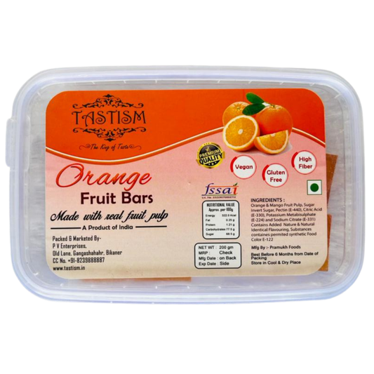 Tastism Orange Fruit Bar 200 Grams (Orange Papad), Made With Real Fruit Pulp