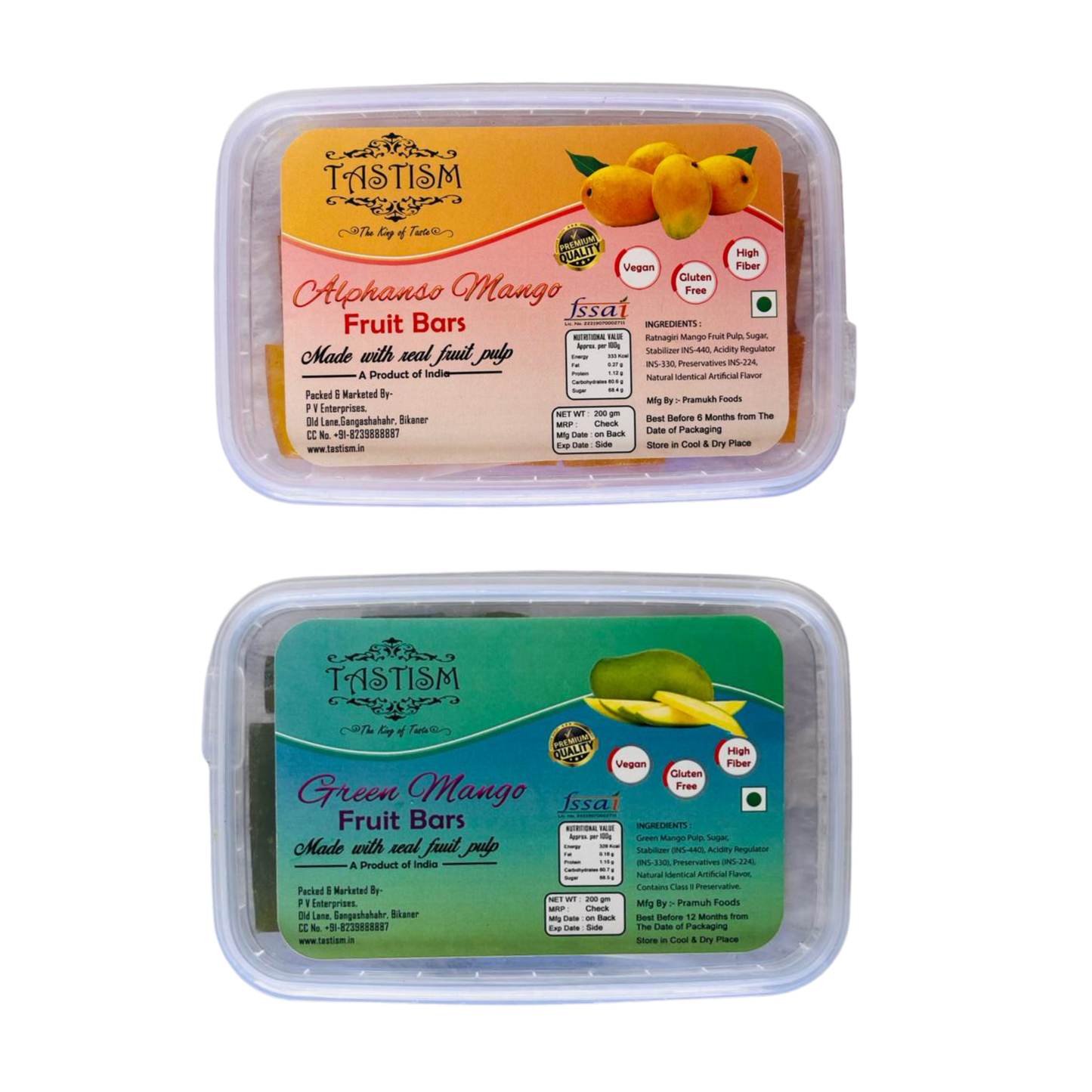 Tastism Combo Alphonsho Aam Papad + Green Mango Fruit Bar 200gm + 200gm