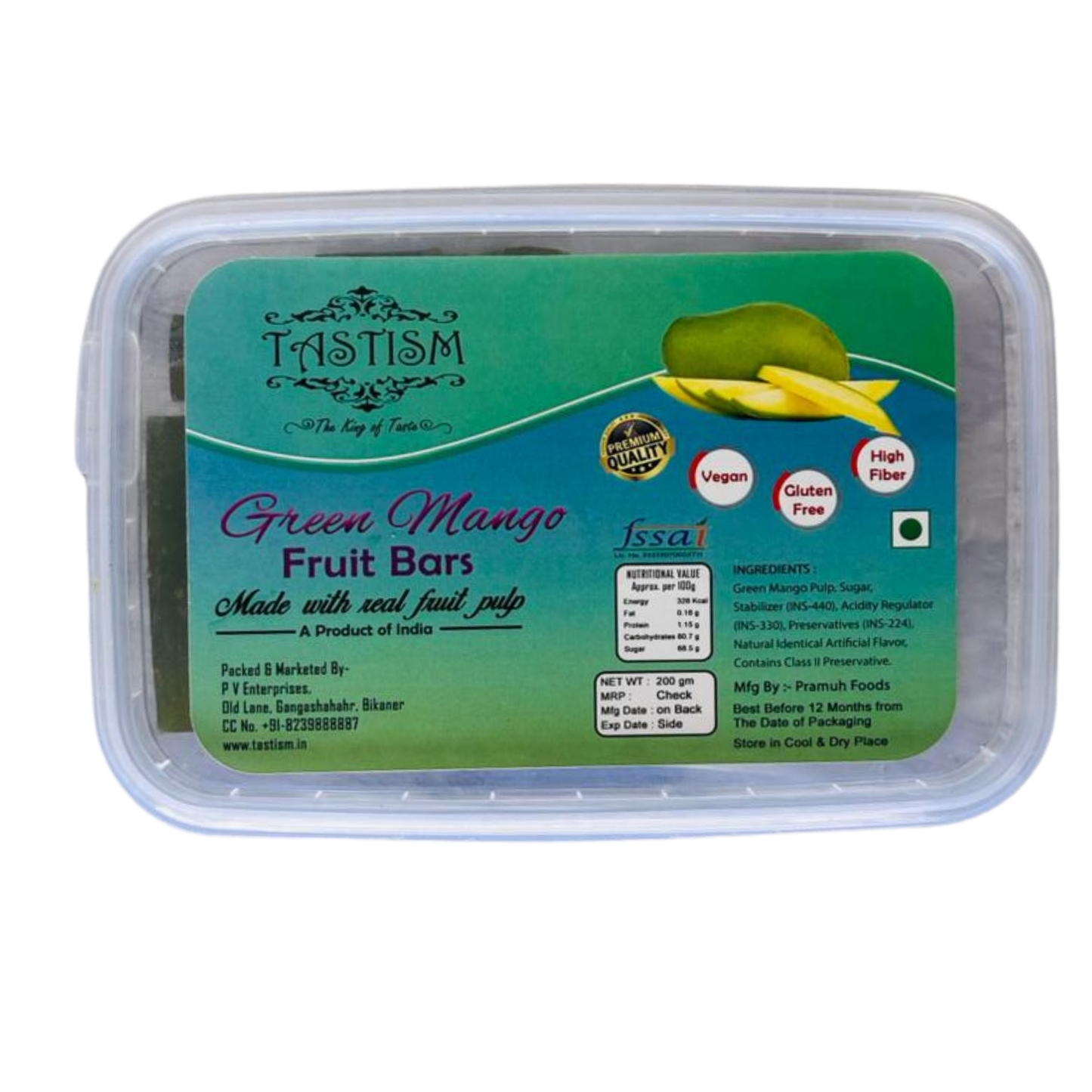 Tastism Green Mango Fruit Bar 200 Grams (Green Mango Fruit Bar), Made With Real Fruit Pulp